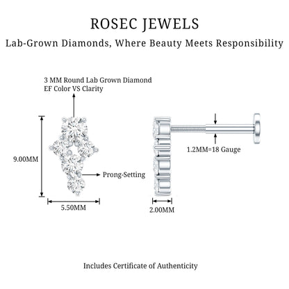 Certified Diamond Cluster Cartilage Piercing Earring