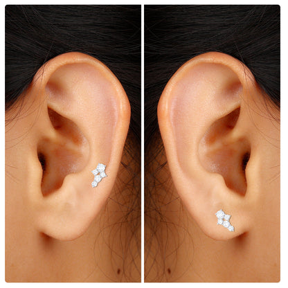 Certified Diamond Cluster Cartilage Piercing Earring