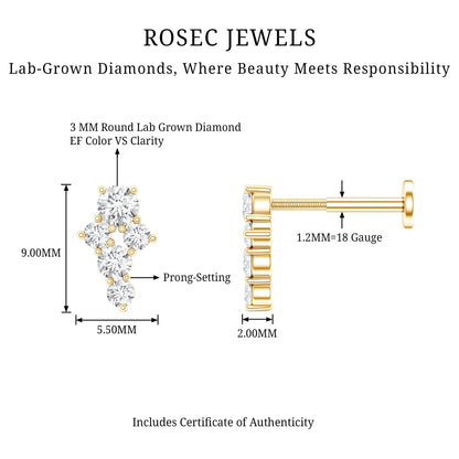 Certified Diamond Cluster Cartilage Piercing Earring