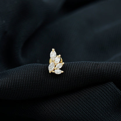 Nature Inspired Marquise Diamond Cluster Earring for Helix