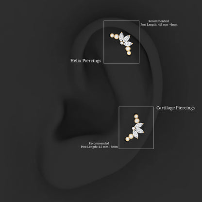Marquise Diamond Crawler Earring for Cartilage Piercing