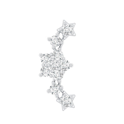 Brilliant Cut Diamond Star Ear Crawler Earring