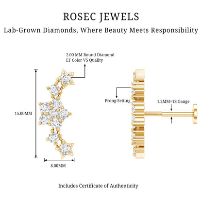 Brilliant Cut Diamond Star Ear Crawler Earring