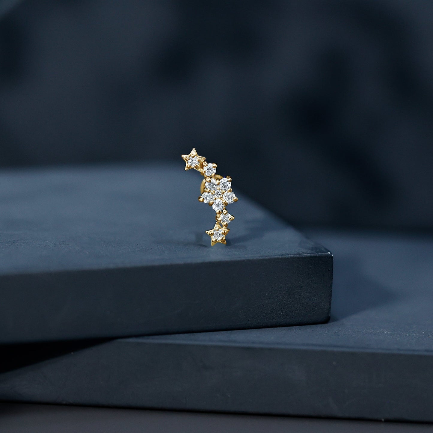 Brilliant Cut Diamond Star Ear Crawler Earring