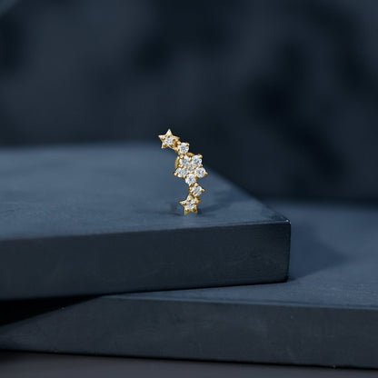 Brilliant Cut Diamond Star Ear Crawler Earring