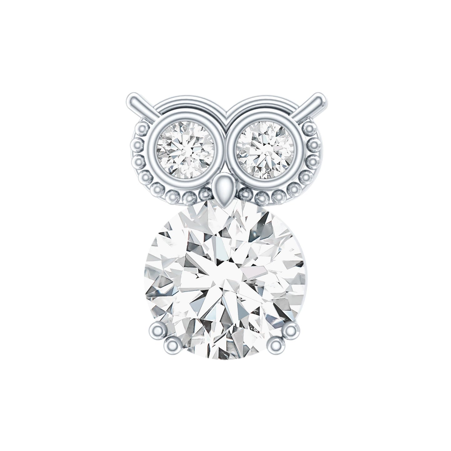 Diamond Owl Earring for Cartilage Piercing