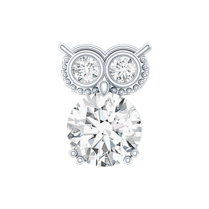 Diamond Owl Earring for Cartilage Piercing