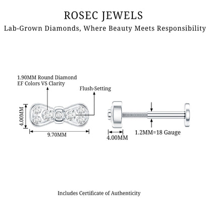 Diamonds Bow Cartilage Piercing Earring
