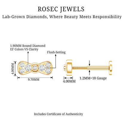 Diamonds Bow Cartilage Piercing Earring
