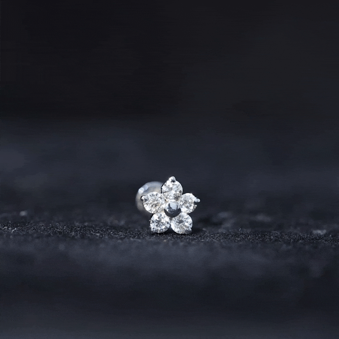 Nature Inspired Diamond Flower Earring for Tragus Piercing