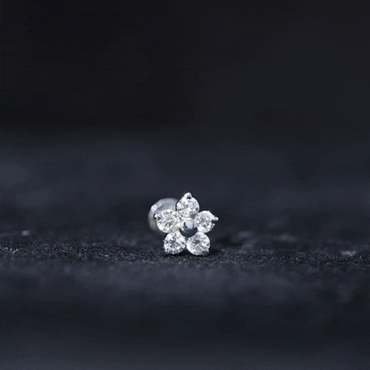 Nature Inspired Diamond Flower Earring for Tragus Piercing