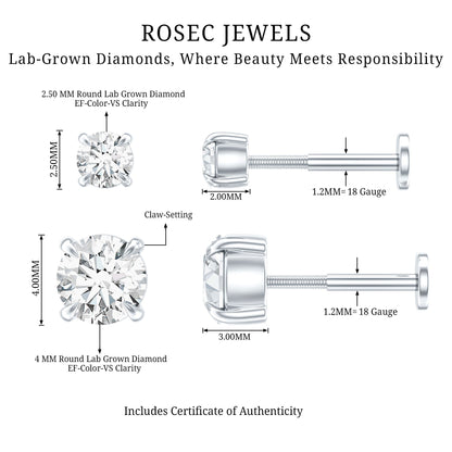 Brilliant Cut Diamond Solitaire Earring Set for Helix Piercing