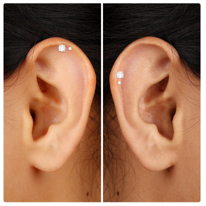 Brilliant Cut Diamond Solitaire Earring Set for Helix Piercing