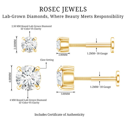 Brilliant Cut Diamond Solitaire Earring Set for Helix Piercing