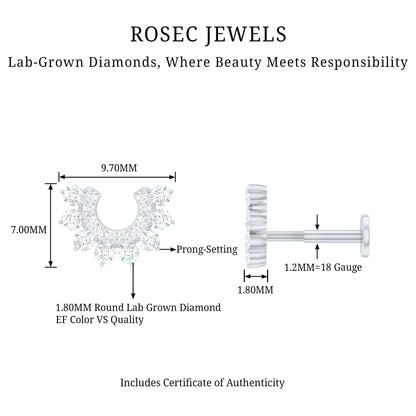 Real Diamond Horseshoe Earring for Helix Piercing