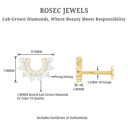 Real Diamond Horseshoe Earring for Helix Piercing