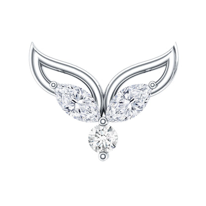 Marquise Diamond Leaf Earring for Cartilage Piercing