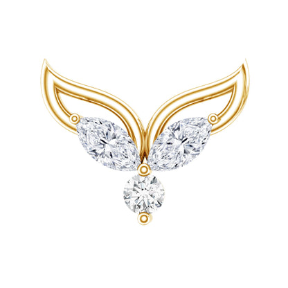 Marquise Diamond Leaf Earring for Cartilage Piercing
