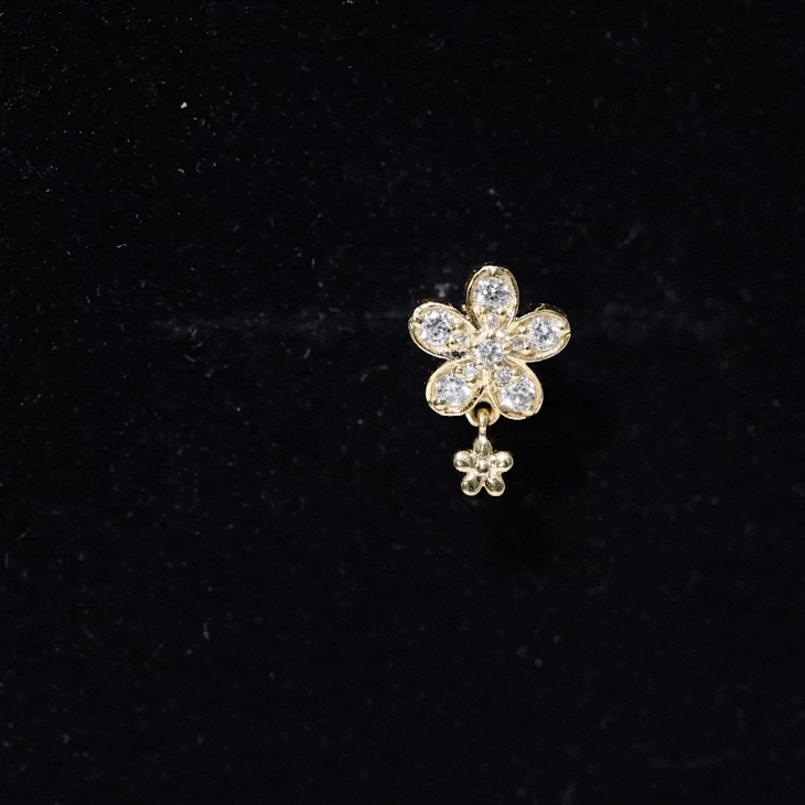 Certified Diamond Flower Helix Drop Earring