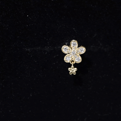 Certified Diamond Flower Helix Drop Earring