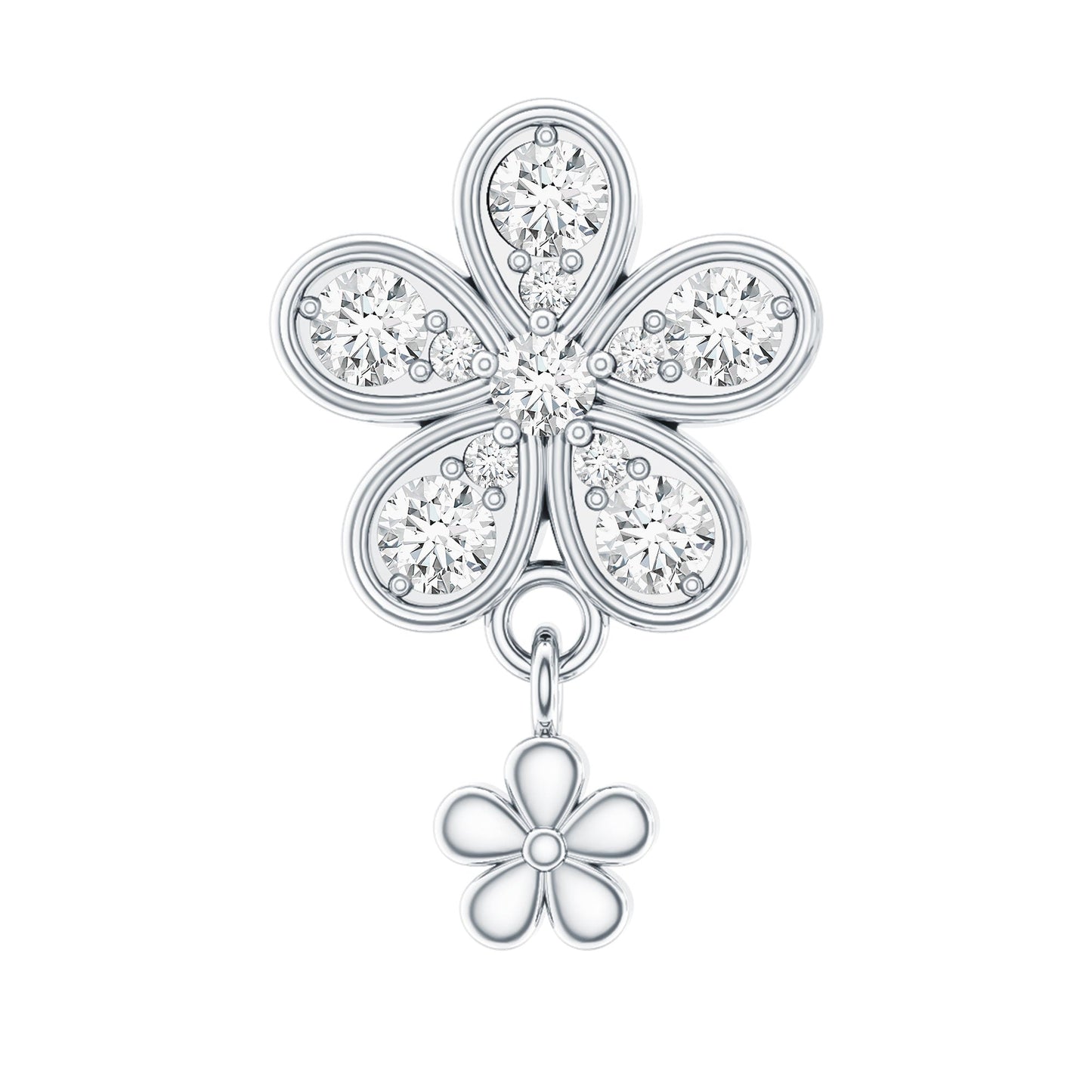 Certified Diamond Flower Helix Drop Earring