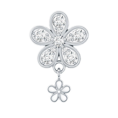 Certified Diamond Flower Helix Drop Earring