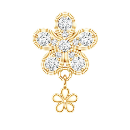 Certified Diamond Flower Helix Drop Earring