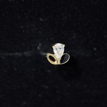 Pear Shape Diamond Leaf Earring for Helix Piercing