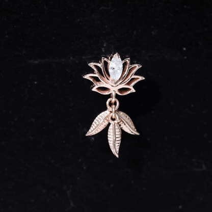 Marquise Diamond Lotus Flower Drop Earring