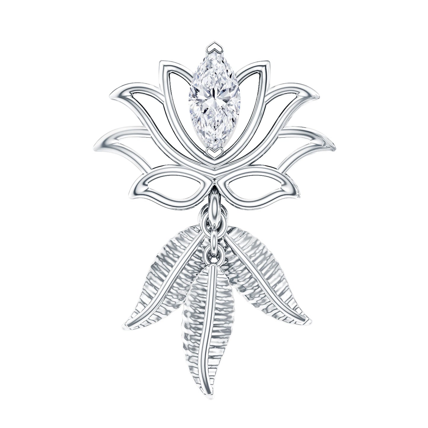 Marquise Diamond Lotus Flower Drop Earring