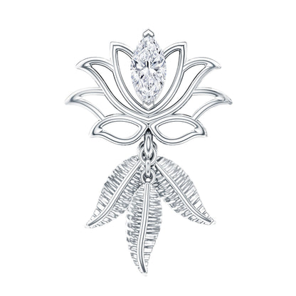 Marquise Diamond Lotus Flower Drop Earring