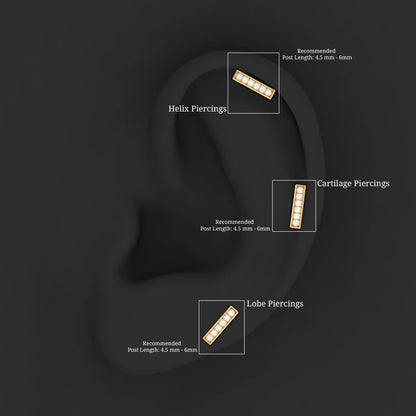 Diamond Bar Earring for Tragus Piercing