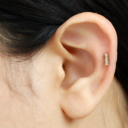 Diamond Bar Earring for Tragus Piercing