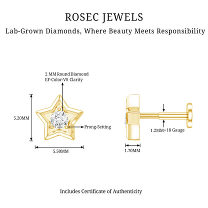 Dainty Diamond Star Earring for Tragus Piercing