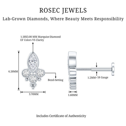 Unique Diamond Helix Earring in Bezel Setting