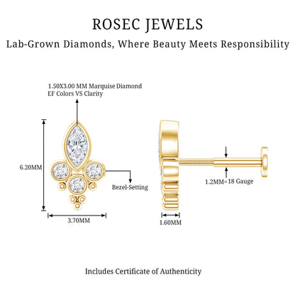 Unique Diamond Helix Earring in Bezel Setting