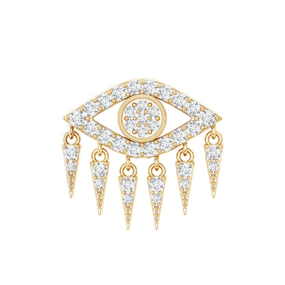 Diamond Evil Eye Earring for Upper Lobe Piercing