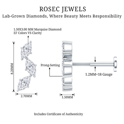 Classic Marquise Diamond Helix Earring