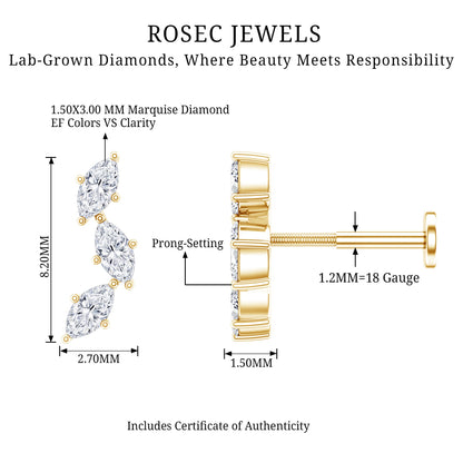 Classic Marquise Diamond Helix Earring