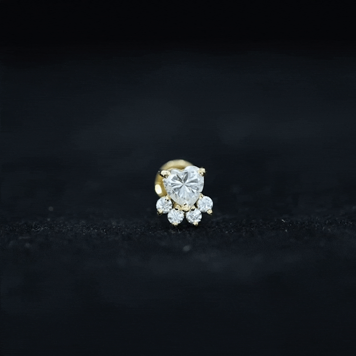 Heart Shape Diamond Dog Paw Earring for Helix Piercing