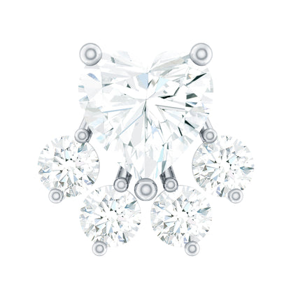 Heart Shape Diamond Dog Paw Earring for Helix Piercing