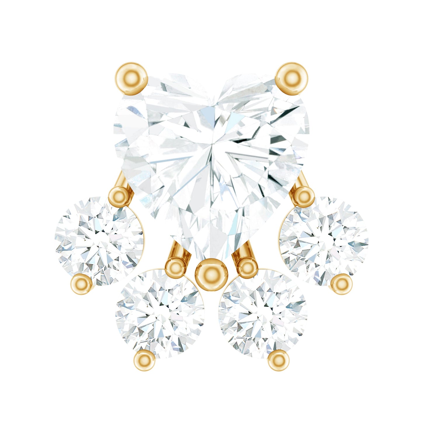 Heart Shape Diamond Dog Paw Earring for Helix Piercing