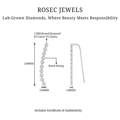 Diamond Ear Climber Earring for Cartilage Piercing