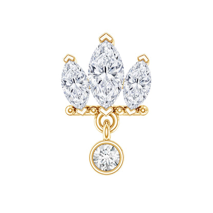 Three Marquise Shape Diamond Helix Drop Earring