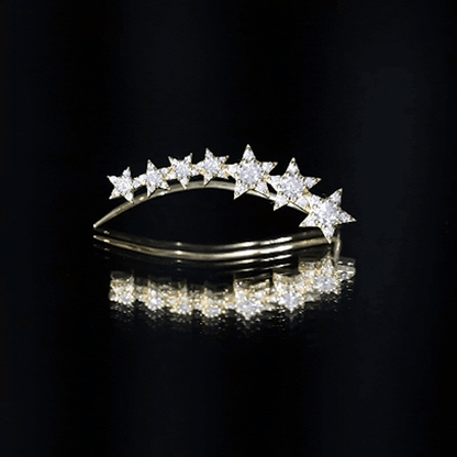 Certified Diamond Star Ear Cuff Earring for Helix Piercing