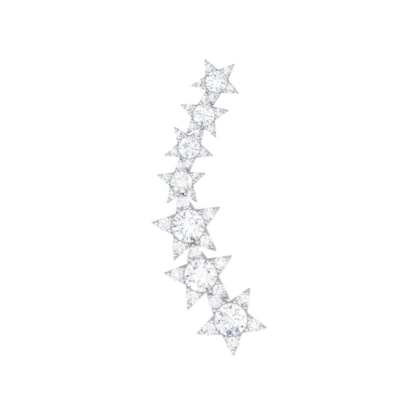 Certified Diamond Star Ear Cuff Earring for Helix Piercing