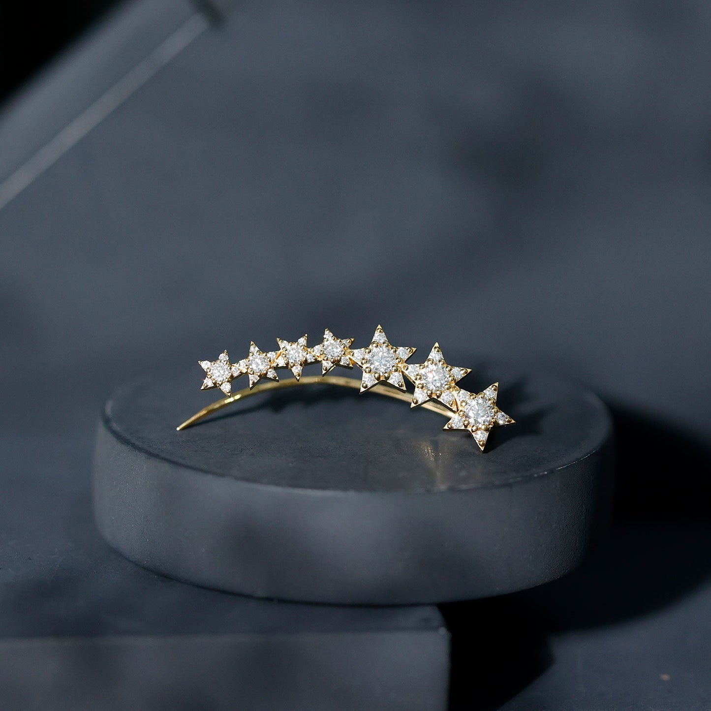 Certified Diamond Star Ear Cuff Earring for Helix Piercing