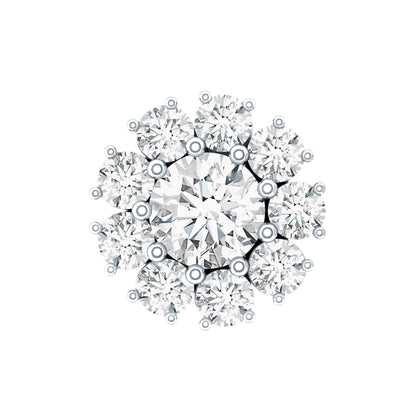Certified Diamond Cluster Stud Earring with Flat Back