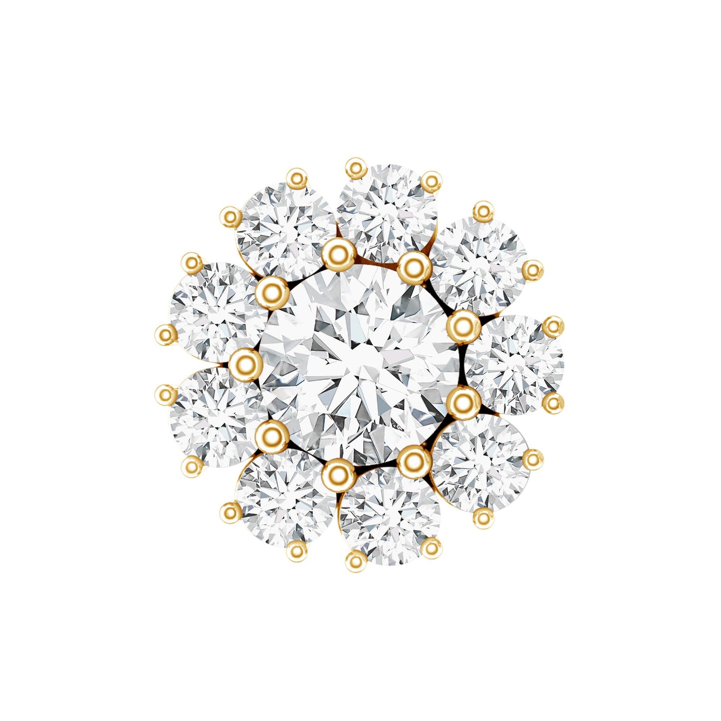 Certified Diamond Cluster Stud Earring with Flat Back
