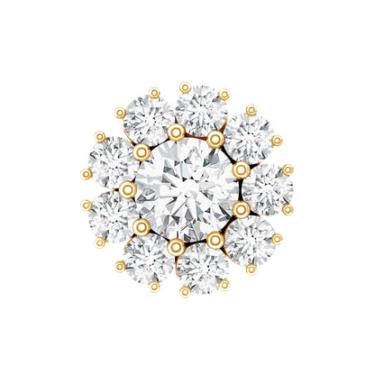 Certified Diamond Cluster Stud Earring with Flat Back